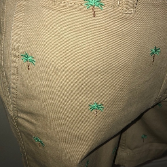 J. Crew Tan Chino Shorts with Green Palm Trees Size 00 - Picture 4 of 4
